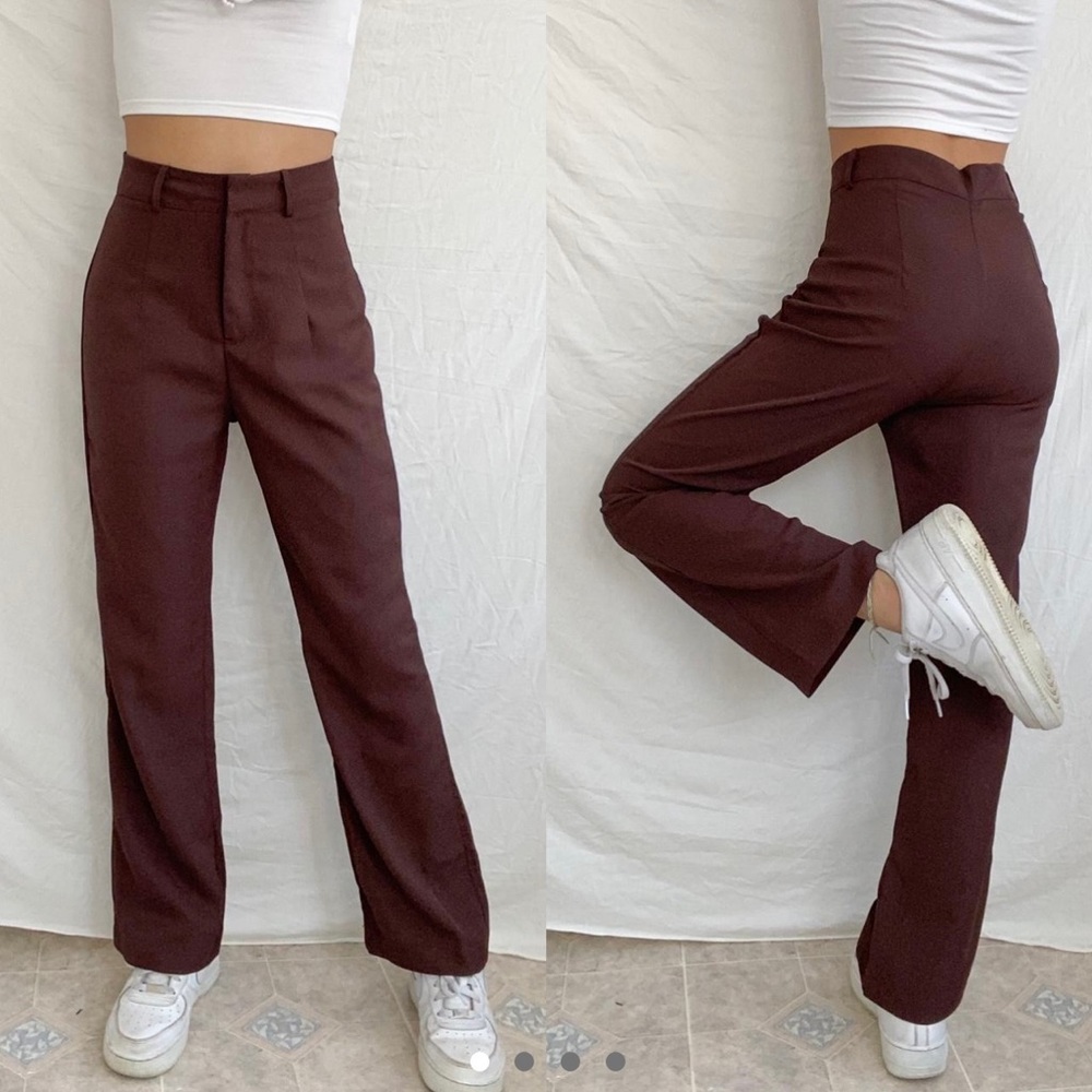 SOLD ON DP | High Rise Brown Straight Leg Trousers